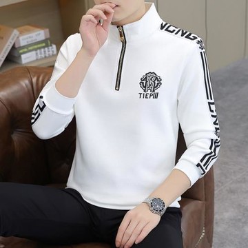 歐貨潮牌半拉鏈衛衣男士秋冬季休閑拼接立領POLO衫男裝長袖打底衫