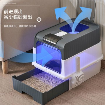 超大號貓砂盆全封閉式一體防外濺防臭透明門帶蓋貓咪廁所寵物用品
