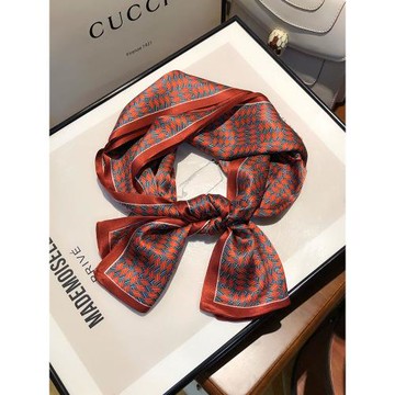 紅色真絲絲巾小長條女百搭時尚洋氣春夏100%桑蠶絲圍巾裝飾小領巾