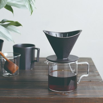 KINTO OCT八角濾杯玻璃下壺二件組(2杯)-黑