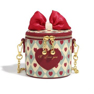 Jpqueen 甜美蝴蝶結單肩斜背女用鍊條包(紅色)