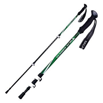 SELPA 超輕量翔鳳7075鋁合金外鎖快扣登山杖 自拍 腳架 全功能組 255g  伸長135cm  收納65cm  綠色  1支
