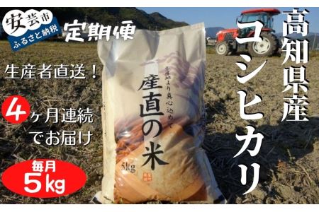 《令和5年産新米》4ヵ月連続でお届け!!「コシヒカリ(白米)」定期便 5kg×4回