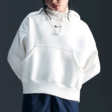NIKE 帽T AS W NSW PHNX 奶白色 刷毛 寬鬆 長袖 女 DQ5859-133