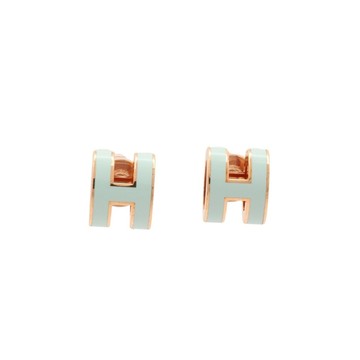 HERMES 愛馬仕 Mini Pop H 耳環 薄荷綠漆面 玫瑰金鍍金 H608002FO 【二手名牌BRAND OFF】
