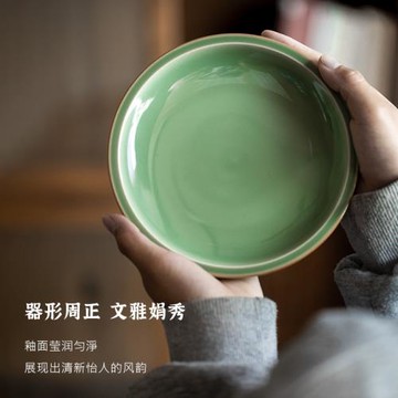 若深珍藏 翡翠綠 壺承(大) 景德鎮陶瓷手工茶器壺承