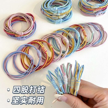 🌸台灣現貨 韓系撞色髮圈 四股發繩 造型皮筋 多巴胺髮圈 髮束綁頭 高彈力髮圈 兒童髮飾 頭飾 橡皮筋 小皮筋 綁髮圈