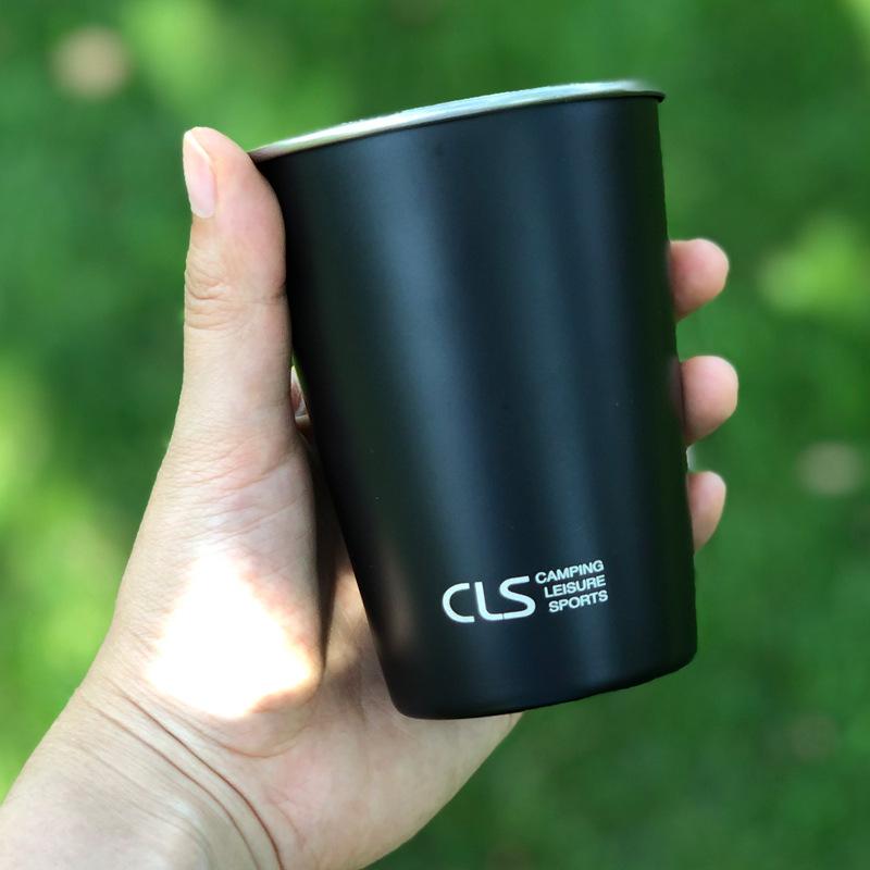 CLS アウトドア ステンレス カップ ピクニック バーベキュー ビール 茶 ミルク コーヒーカップ 4点セット 収納袋付き