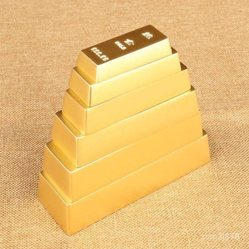 紫南宮過爐開光🙏🏻六月初更新-新品黃銅仿真金條實心金元寶金磚裝飾工藝品客廳玄關招財神擺件 8IN2