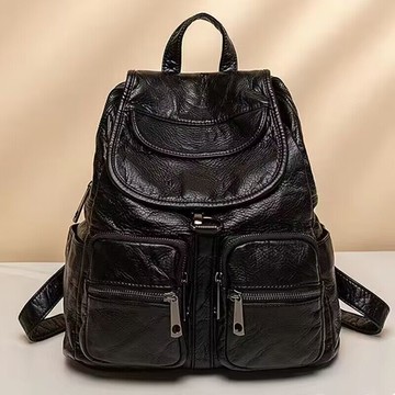 真皮軟皮防盜後背包雙肩書包女2025韓版新款個性潮流時尚小眾大容量背包