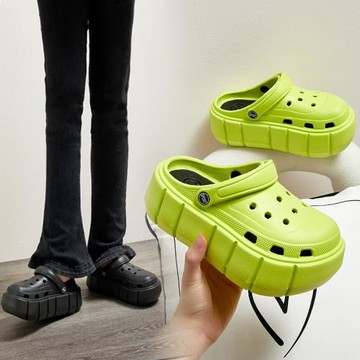 洞洞鞋2025夏新款EVA踩屎感厚底涼拖鞋靜音外穿防滑防臭增高室外