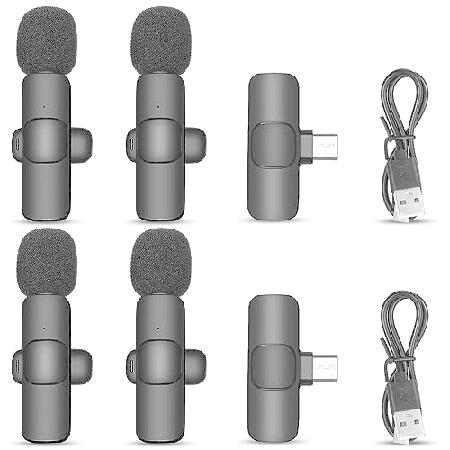 Set Wireless Lavalier Microphone for Android Phones USB Type C Lapel Plug Play Clip on Mic Noise Reductio Microphone for Vlog Interview Live