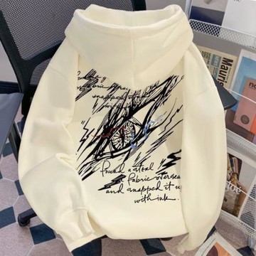 男童美式痞帥潮酷惡魔之眼印花純棉連帽衛衣兒童秋冬加絨寬松上衣