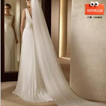 【超長拖尾】新娘頭紗 韓式頭紗 婚禮頭紗 婚紗頭紗 頭紗 雙層軟紗 3米超長 簡約百搭 外貿原裝進口
