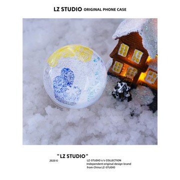 lz原創可愛卡通雪花流沙氣囊手機殼磁吸支架粘貼伸縮創意桌面神器