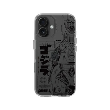 iPhone 16 Clear Case（相機按鈕） 透明 - 哥吉拉 Godzilla - 機械哥吉拉(黑)