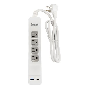 Songwin 尚之宇 USB 20W 智慧延長用電源線組 4尺 附USB充電座 249 x 47 x 28mm  1.2m  白色  1個