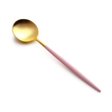 WUZ Cutipol GOA 霧面粉紅柄金點心匙