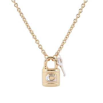 COACH C Logo 鎖頭及鑰匙造型項鍊(金色/銀色) CD857 A31