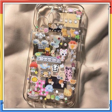 玩偶貼紙適用16PROMAX蘋果手機殼IPHONE15/14卡通13/12軟殼11女XR