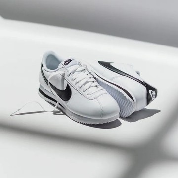 NIKE 休閒鞋 W CORTEZ 白黑 皮革 阿甘鞋 女 DN1791-107