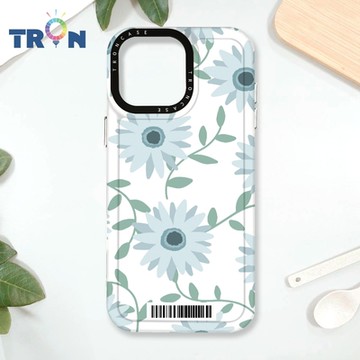 TRON iPhone 16 Pro Max 平塗手繪花朵C款 防摔太空載具殼 透白 軟硬 手機殼