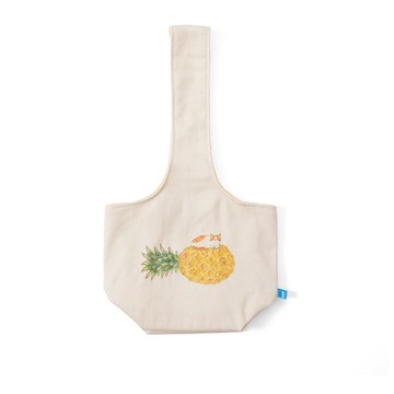 知音文創｜帆布印花飲料提袋 貓咪鳳梨