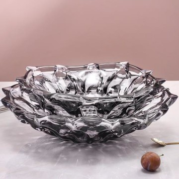 水果盤客廳家用茶幾水晶玻璃零食擺放盤高檔輕奢風盤子2025新款