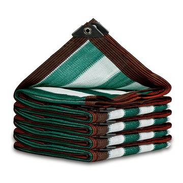 庭院遮陽網 墨綠白條紋遮陽網加厚加密防曬網汽車遮光隔熱遮陰網庭院陽臺房頂『CM45991』