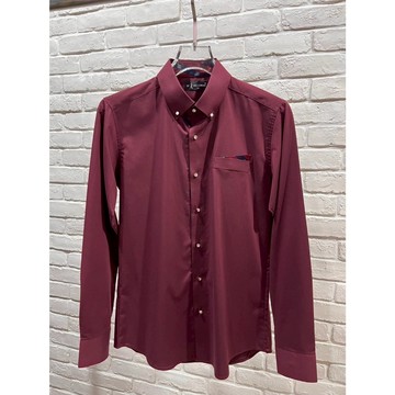 TOP_KOREA 正韓CF MELLENIUM 抗皺免燙酒紅口袋領巾長襯 D1192