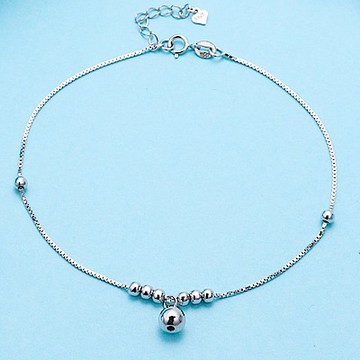 [米蘭精品] 925純銀腳鍊-簡約圓珠盒子鍊