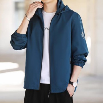 春秋季新款男士連帽外套戶外沖鋒衣青年時尚休閑可脫卸帽百搭夾克