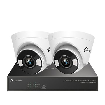 TP-Link 昌運監視器 組合 VIGI NVR1004H-4P 4路 PoE+網路主機+VIGI C450 VIGI 5MP 全彩半球型監視器*2