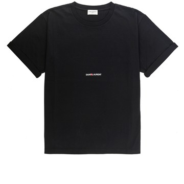 YSL Logo 標誌棉質左岸T-Shirt(短袖)(黑色) XS
