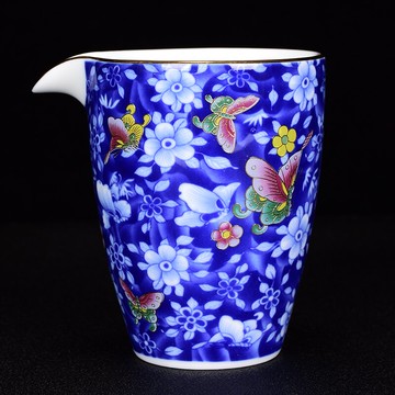 公道杯茶海陶瓷家用大號加厚耐熱仿古琺瑯彩青花瓷功夫茶具分茶器