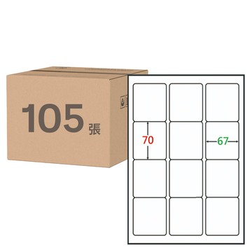 鶴屋 A4三用電腦標籤 30號 B7067 70 x 67mm  12格  105張