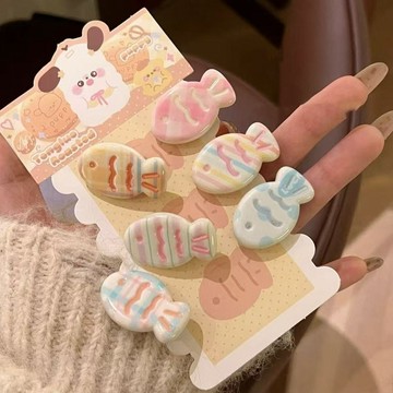 🍭臺灣出貨🍭少女奶油色糖果色可愛鯛魚小魚髮夾甜美ins劉海卡通夾日百搭頭飾