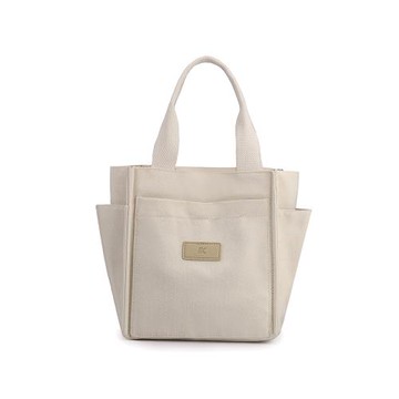 【iSPurple】復古拖特 手提立體帆布單肩包/米白