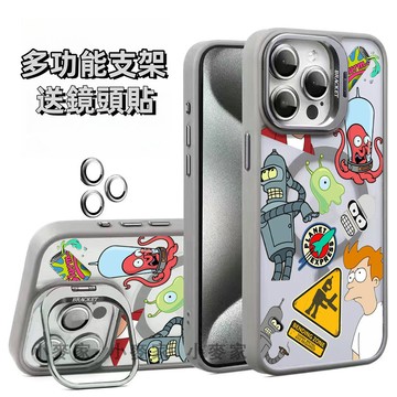 《卡通美式辛普森章魚》 磁吸鏡頭支架手機殼 iPhone 17 16 15 14 13 12 11 Pro Max保護殼