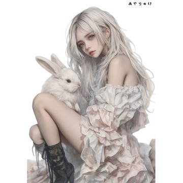 【3 月新品 2】07-095-0188 人物貼紙 動物與女孩蕾絲