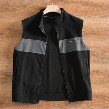 【柜剪標！雙面搖粒絨！外貿尾貨】秋冬男士立領休閑保暖背心馬甲