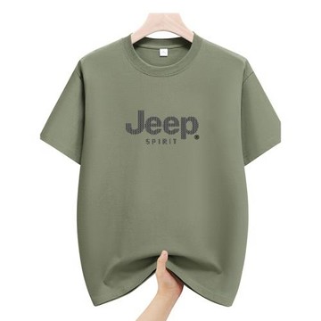 JEEPSPRIRIT短袖新款夏季圓領寬松大碼純棉半袖t恤男士舒適上衣服