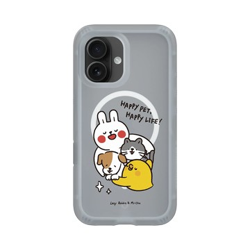 iPhone 16 AirX 流變灰 - 懶散兔與啾先生 Lazy Rabbit and Mr.Chu - Happy pet Happy life