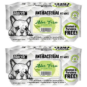 Absorb Plus 狠清爽寵物抗菌濕紙巾  2包  80抽