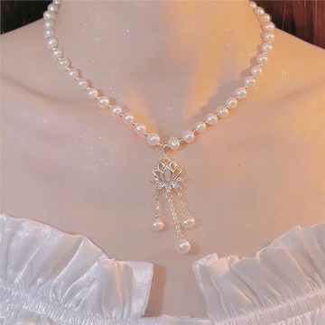 高級步步生蓮淡水珍珠項鏈女輕奢小眾設計感2022年新款女氣質頸鏈