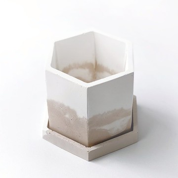 (預購) 奶茶系列 | 六邊形雙色水泥盆器底盤兩件組