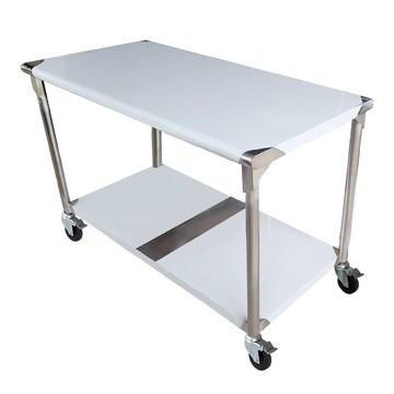 【Abis】客製商品-豪華升級版60X120CM二層圓角304不鏽鋼桌-附煞車輪/料理桌/工作桌台/流理台(2尺x4尺)