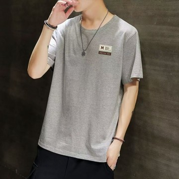 男裝夏季100%純棉T恤短袖 圓領大碼體恤上衣打底衫男