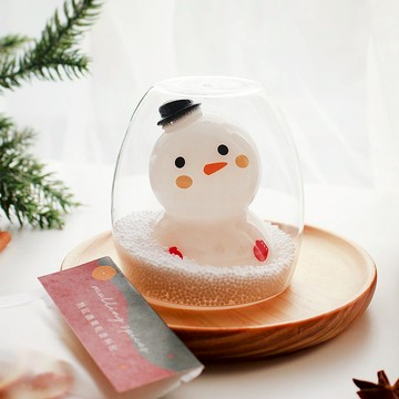 雪人雙層玻璃杯