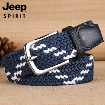 Jeep吉普編織皮帶男女潮年輕人簡約針織帆布腰帶褲帶針扣休閑軍訓